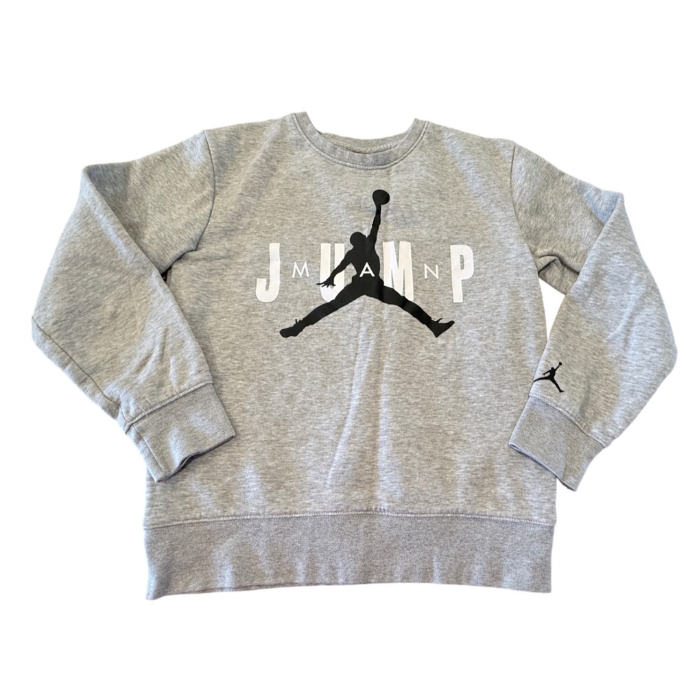 Jordan Jumpman Boys Gray Graphic Crewneck Sweatshirt Size M 10-12Y - Picture 2 of 9